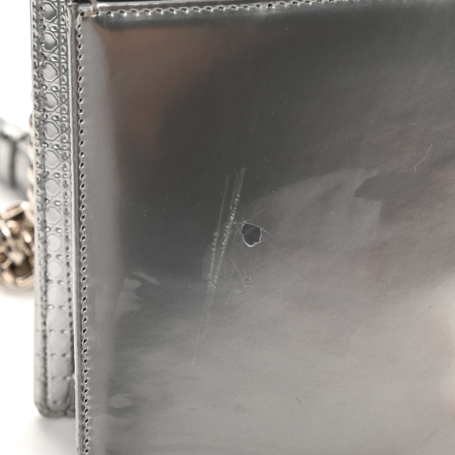 Christian Dior Metallic Patent Micro-Cannage Small Diorama Flap Bag Silver 10 of 11