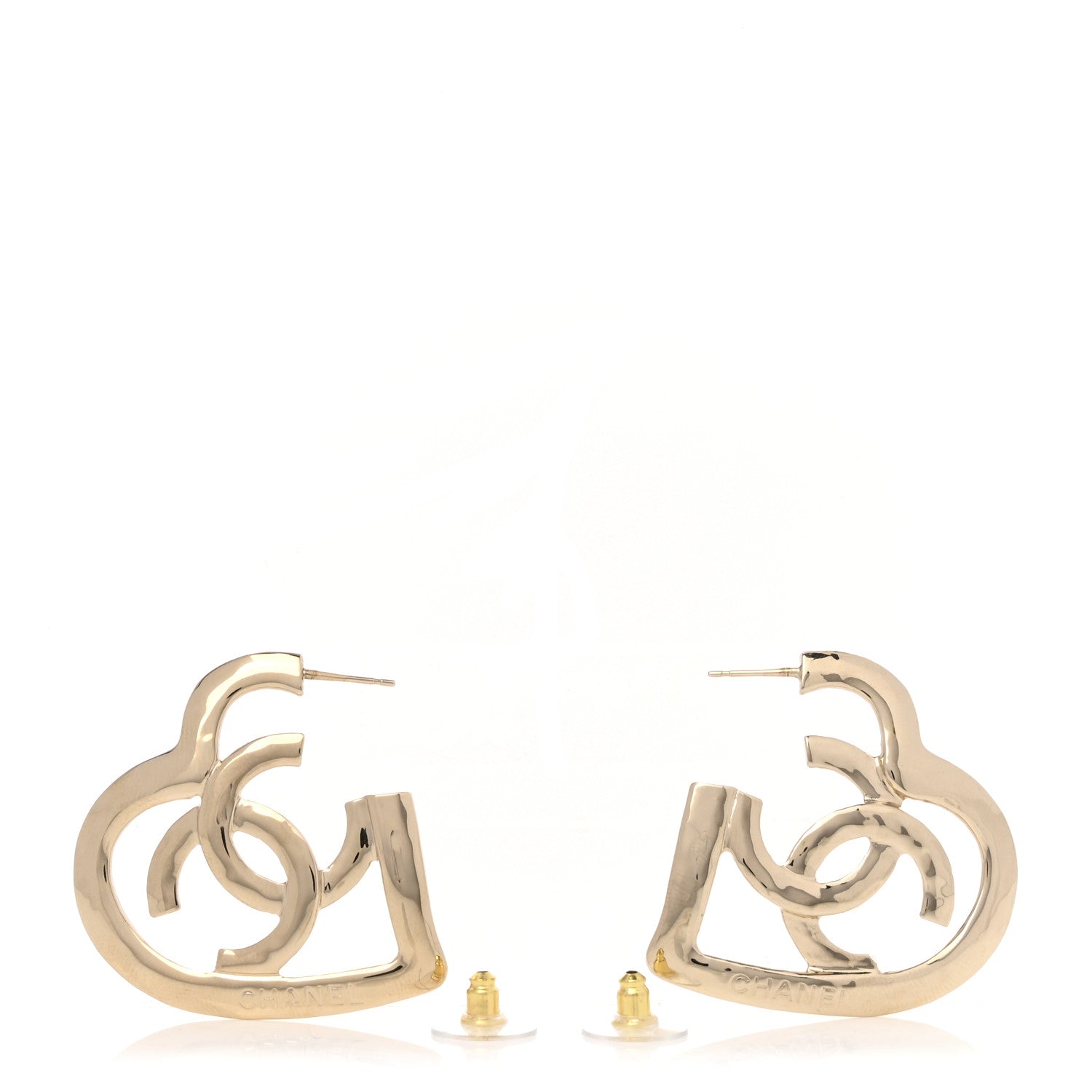 Chanel Metal CC Heart Coco In Love Hoop Earrings Gold 3 of 5
