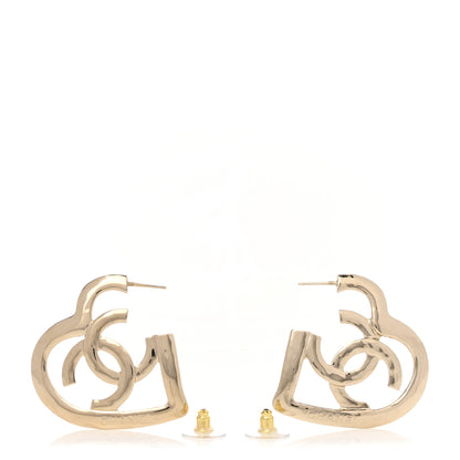 Chanel Metal CC Heart Coco In Love Hoop Earrings Gold 3 of 5