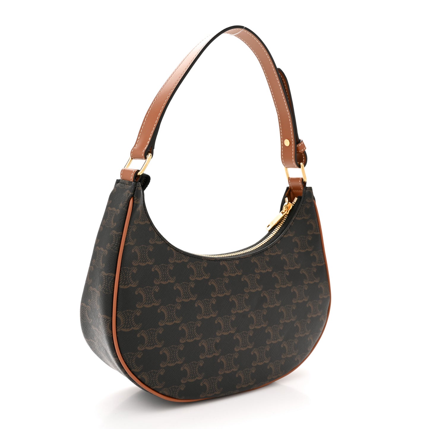 Triomphe Canvas Calfskin Ava Shoulder Bag Tan
