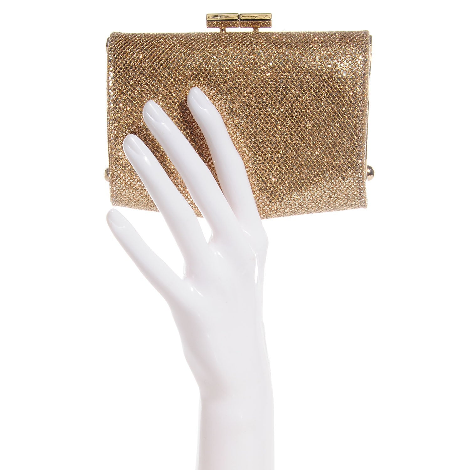 Jimmy Choo Glitter Fabric Mini Tube Clutch Gold 2 of 6