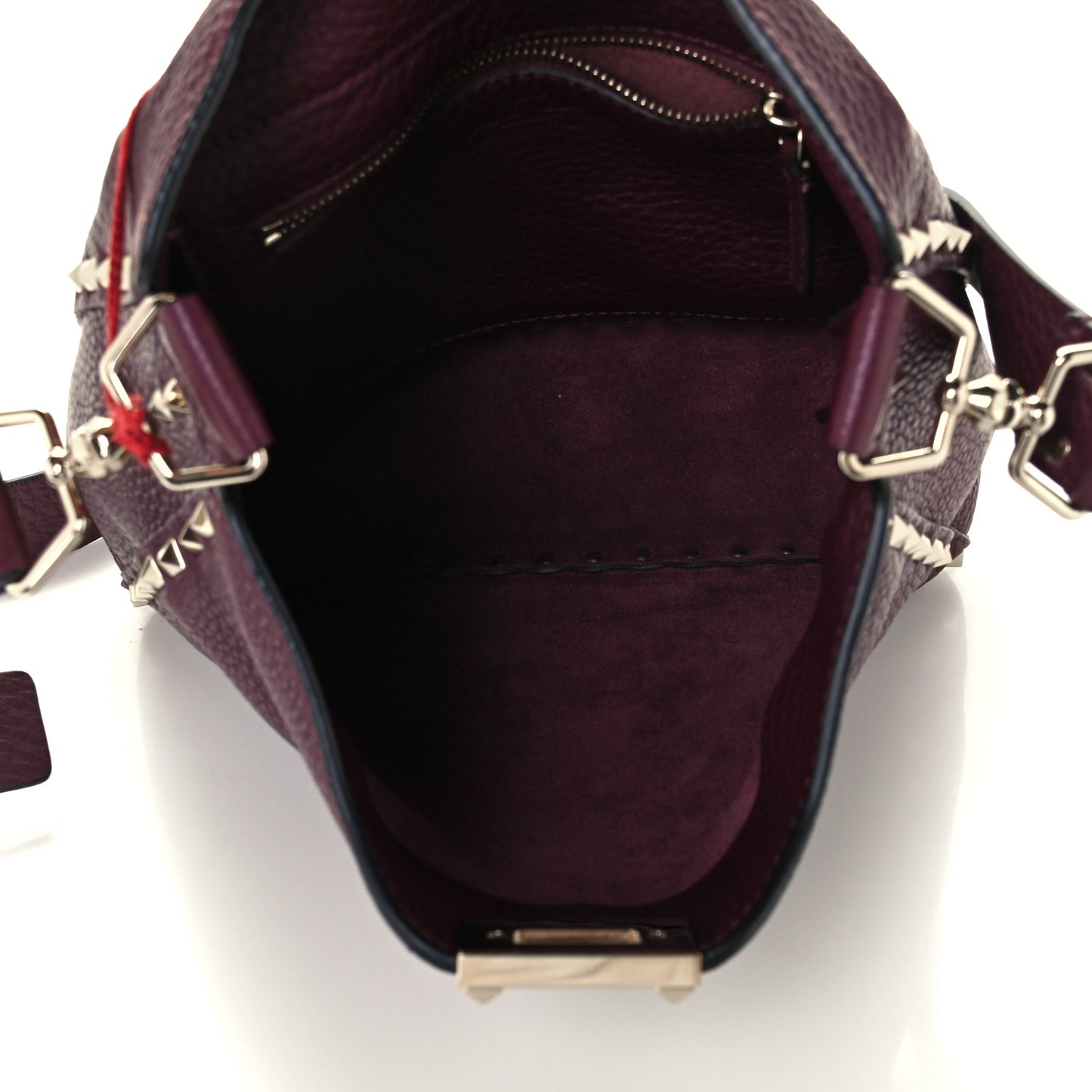 Pebbled Calfskin Small Rockstud Flip-Lock Messenger Bag Vinaccia