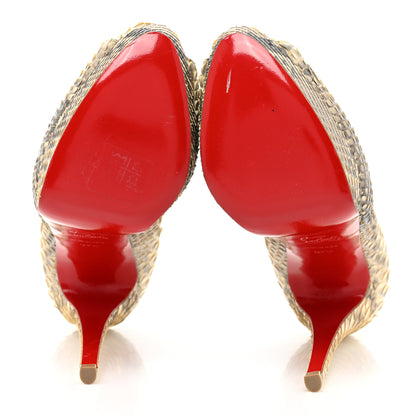 Christian Louboutin Python Lady Peep 150 Pumps 37.5 Beige 6 of 13