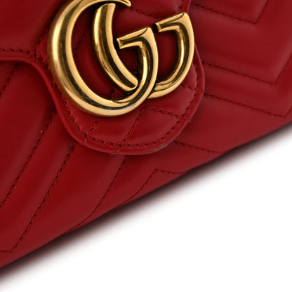 Gucci Calfskin Matelasse GG Marmont Chain Wallet Hibiscus Red 11 of 15
