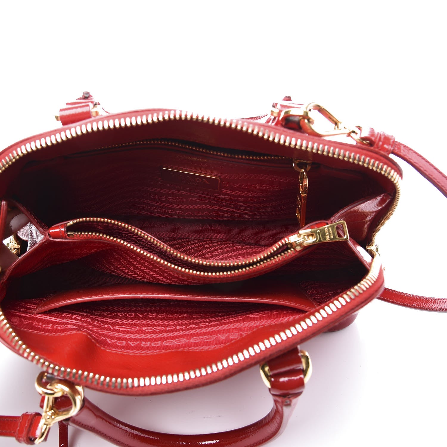 Prada Saffiano Vernice Mini Promenade Tote Rosso 4 of 13