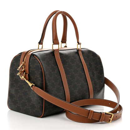 Celine Triomphe Canvas Calfskin Large Boston Bag Tan 3 of 10