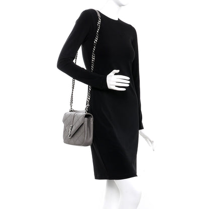 Saint Laurent Calfskin Matelasse Diamond Quilted Monogram Medium College Bag Fog 2 of 9