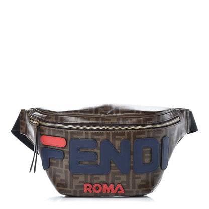 Fendi X FILA Glazed Fabric Vitello Century FF 1974 Mania Belt Bag Mogano Panna Blueberry 1 of 7