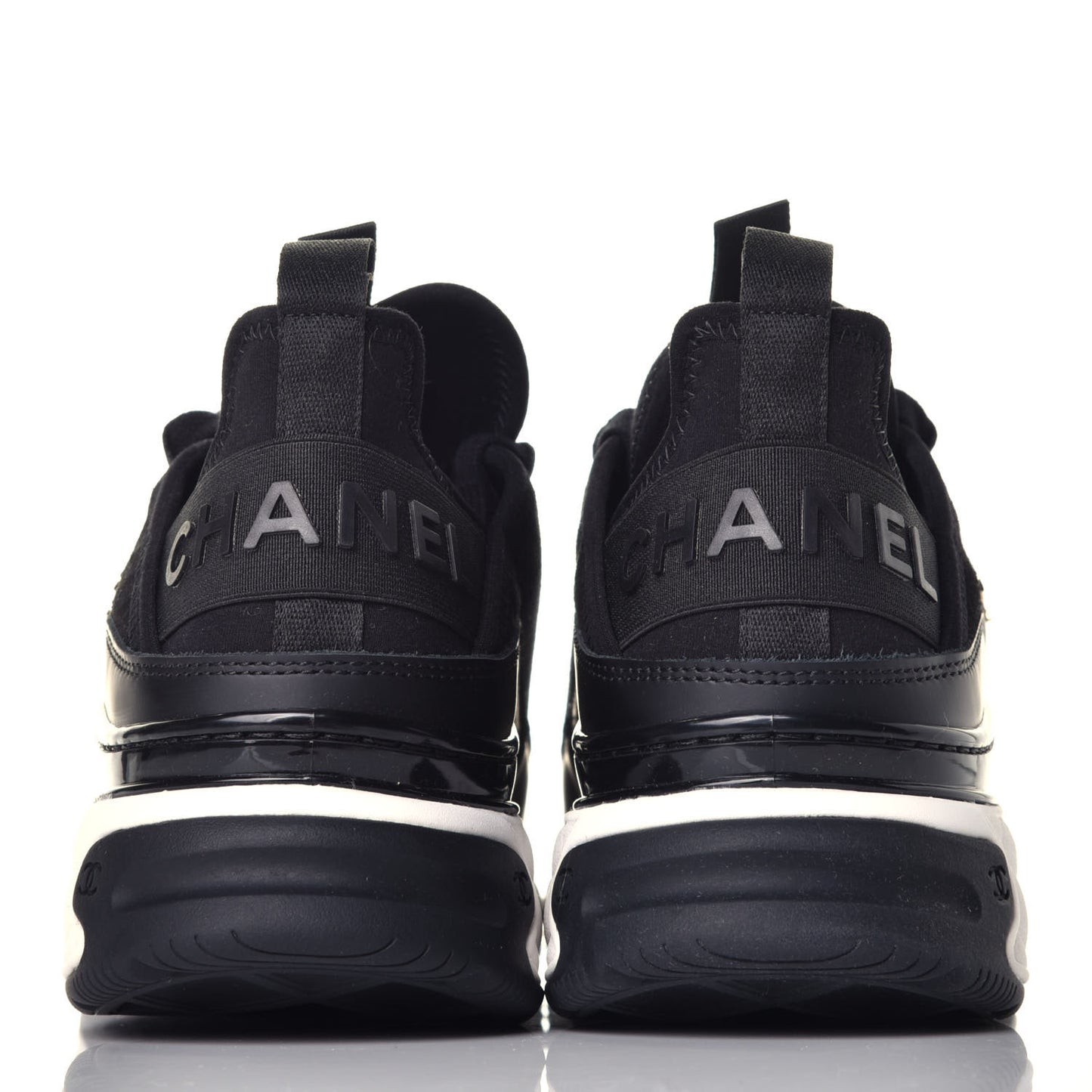 Velvet Calfskin Mixed Fibers CC Sneakers 38 Black