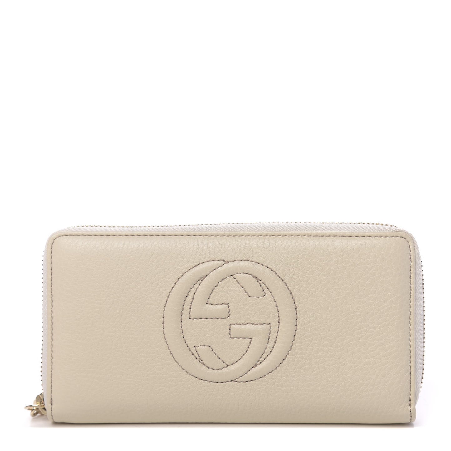 Pebbled Calfskin Soho Zip Around Wallet Off White