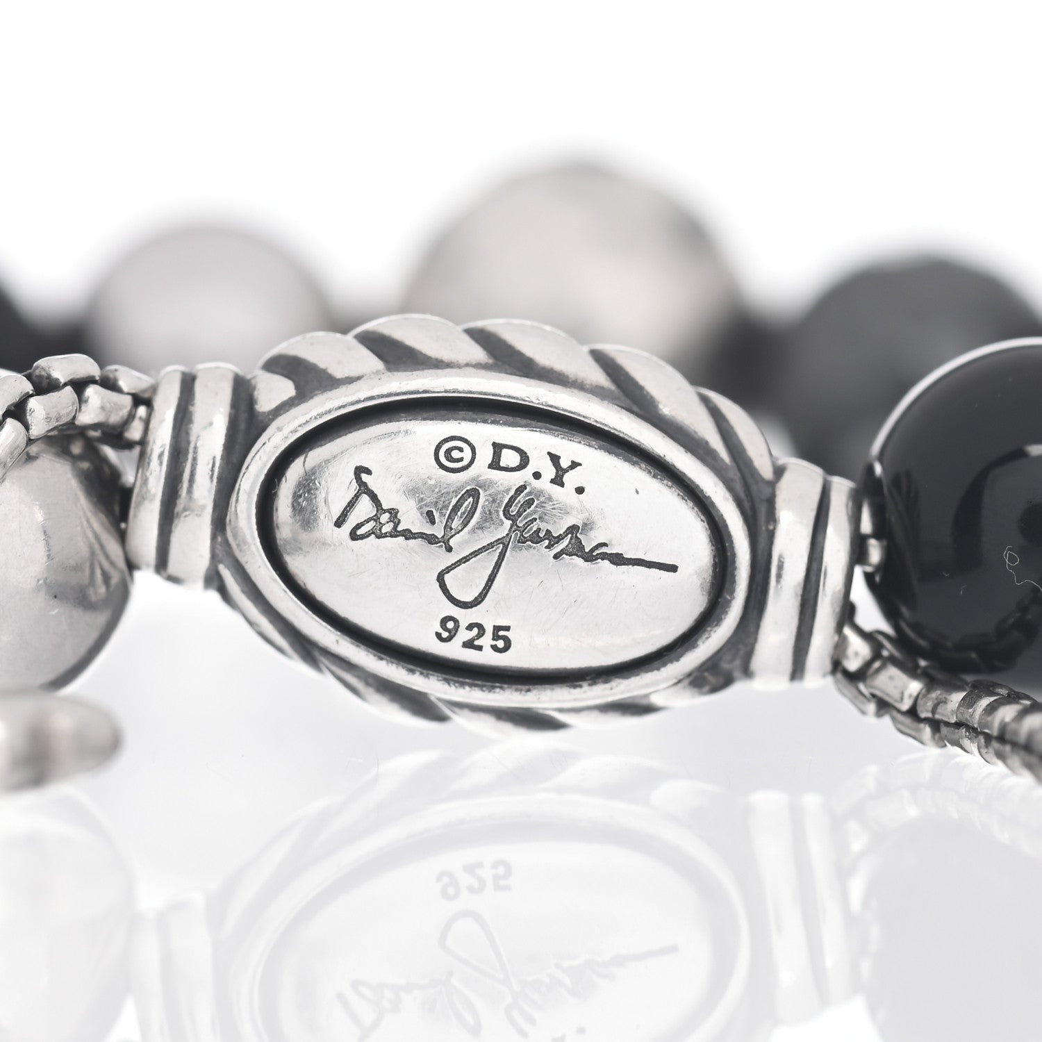 David Yurman Sterling Silver Black Onyx Hematite 8mm Elements Bead Bracelet 4 of 4