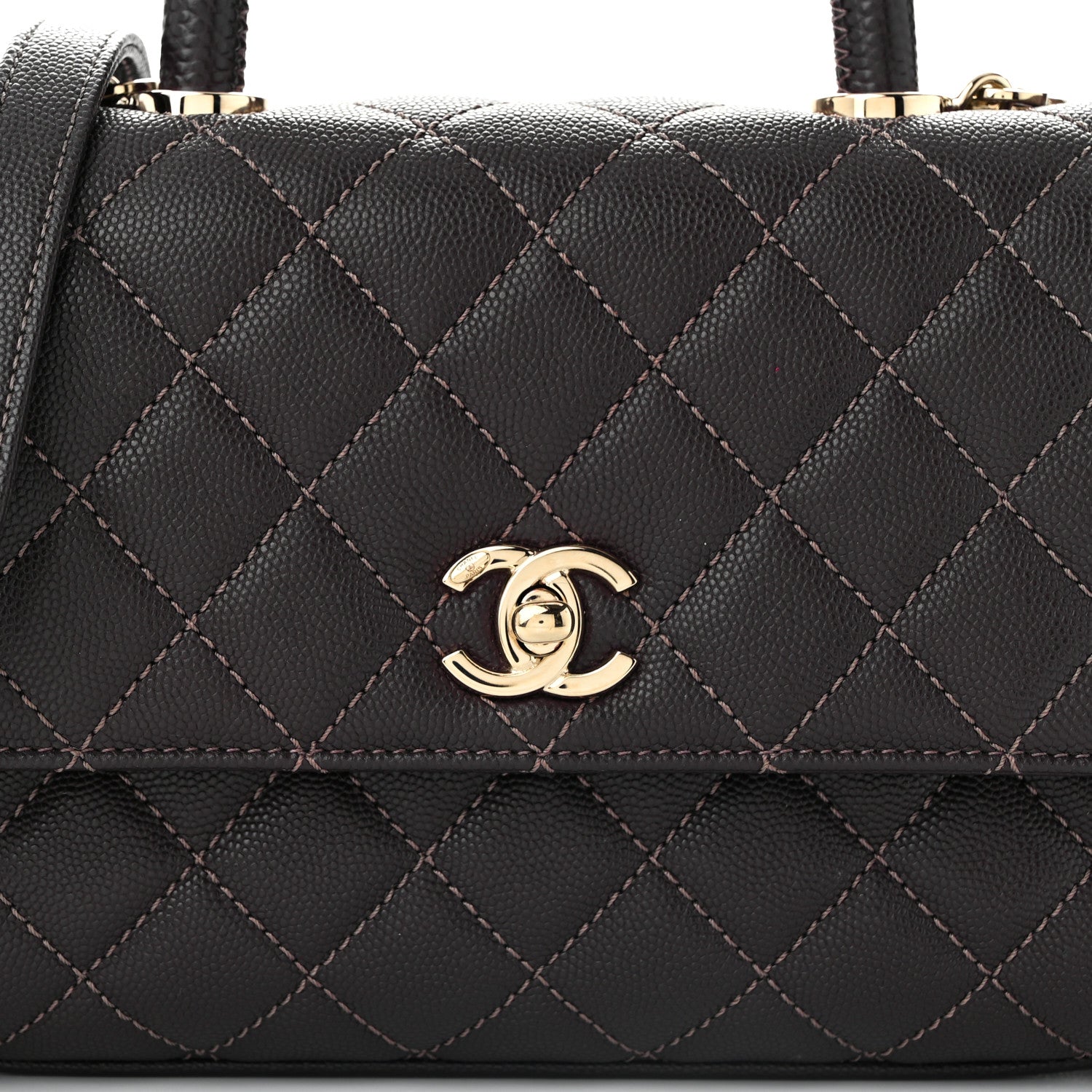 Chanel Caviar Quilted Lizard Embossed Mini Coco Handle Flap Dark Brown 8 of 11