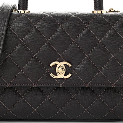 Chanel Caviar Quilted Lizard Embossed Mini Coco Handle Flap Dark Brown 8 of 11