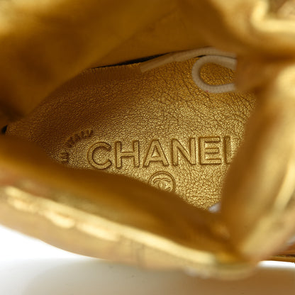 Chanel Metallic Calfskin Crocodile Embossed Cocodile High Top Sneakers 36.5 Gold 6 of 8