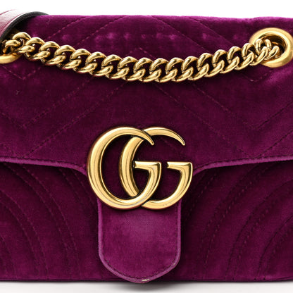 Gucci Velvet Matelasse Mini GG Marmont Shoulder Bag Fuchsia Violet Cyclamen 8 of 12