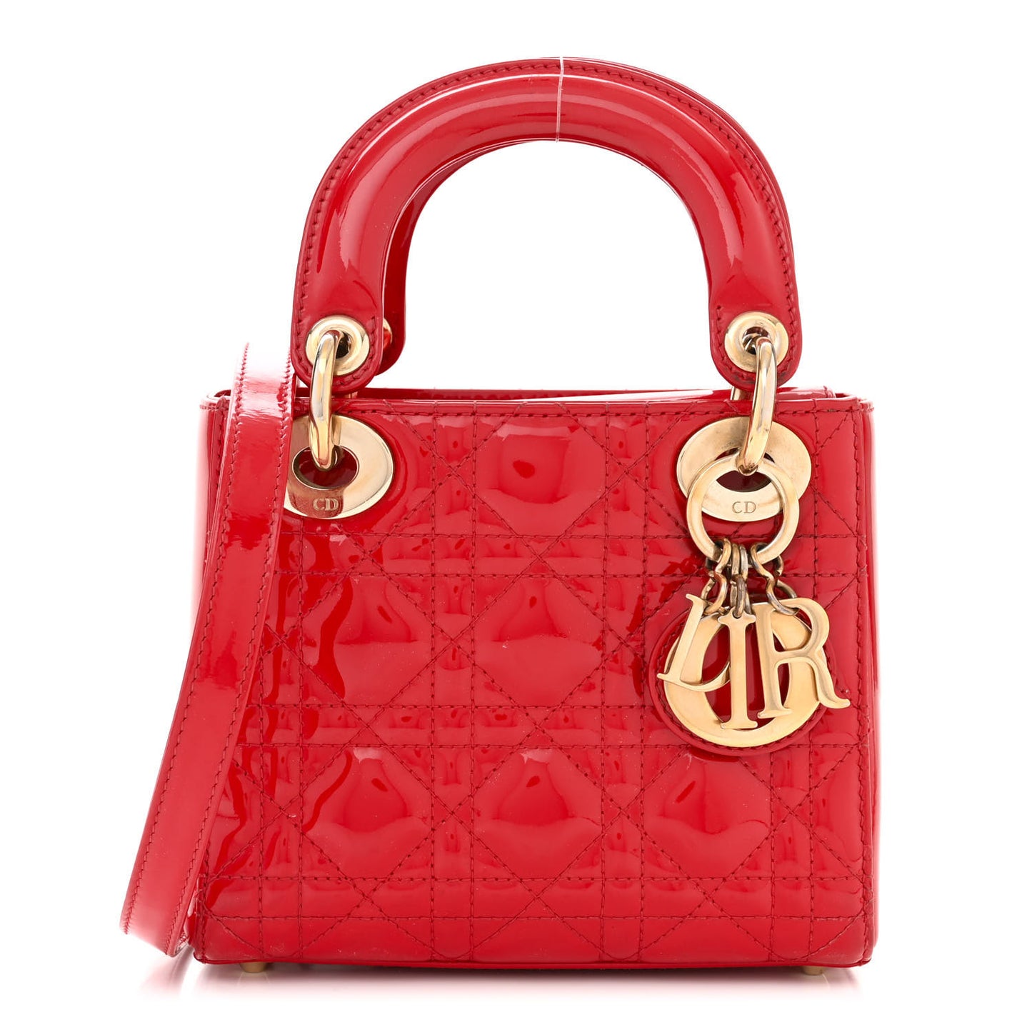 Patent Cannage Mini Lady Dior Red