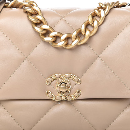 Chanel Lambskin Quilted Large Chanel 19 Flap Dark Beige 10 of 11