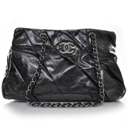 Chanel Leather Twisted Large Tote Black 1 of 9
