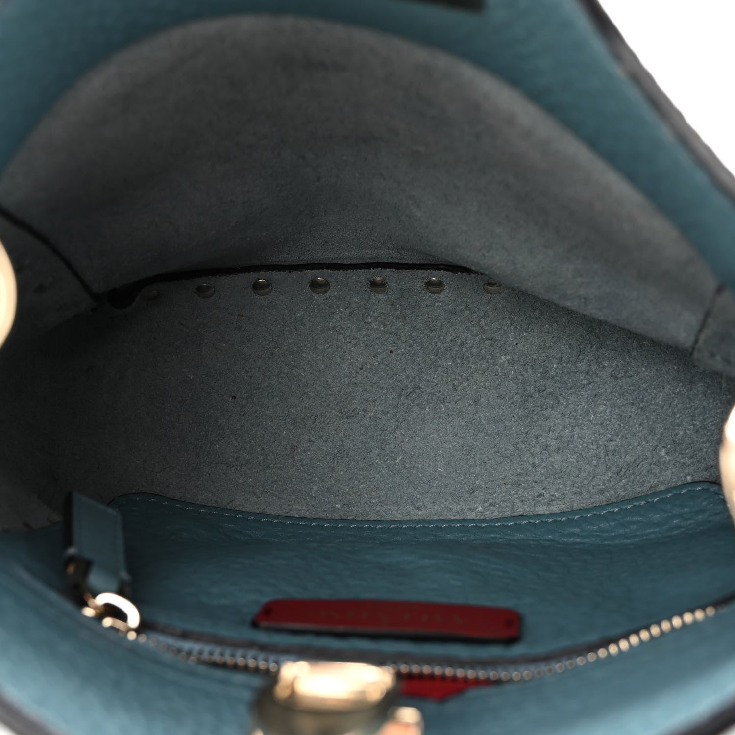 Valentino Garavani Pebbled Calfskin Mini Rockstud Flip-Lock Messenger Bag Atlantique 8 of 17
