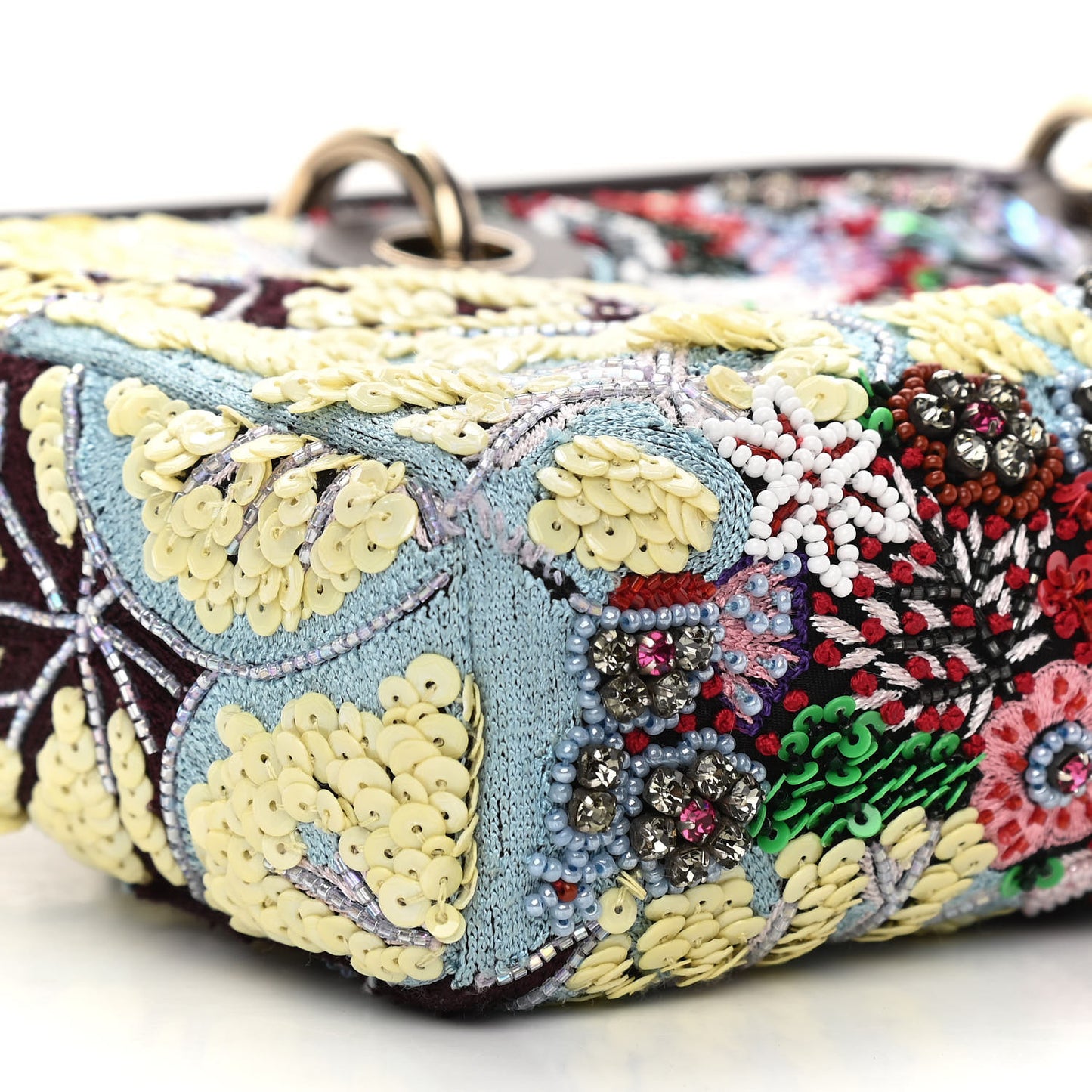Calfskin Embroidered Sequin East West Lady Dior Multicolor