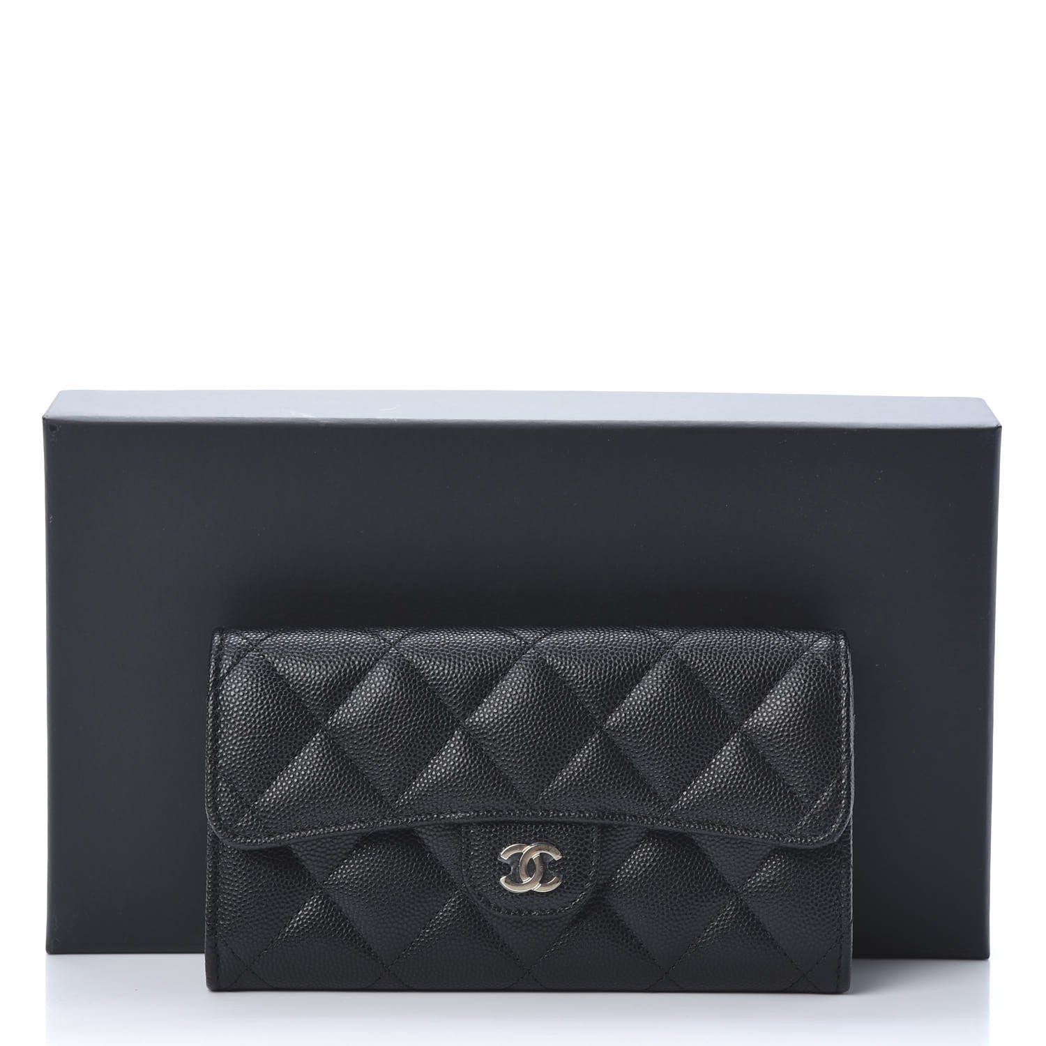 Chanel Caviar Quilted Medium Gusset Flap Wallet Black 9 of 9