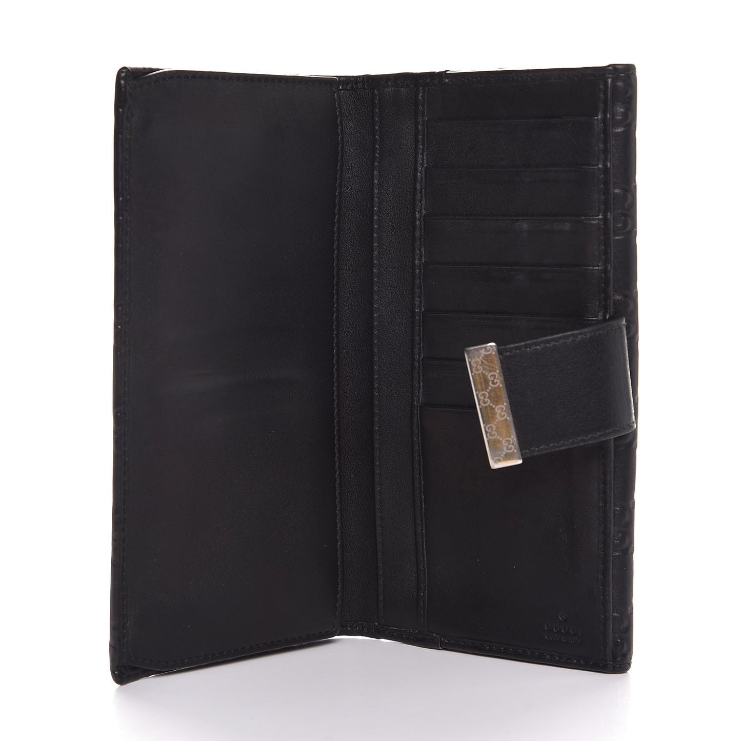 Guccissima Margaux Calfskin Icon Bar Continental Flap Wallet Black