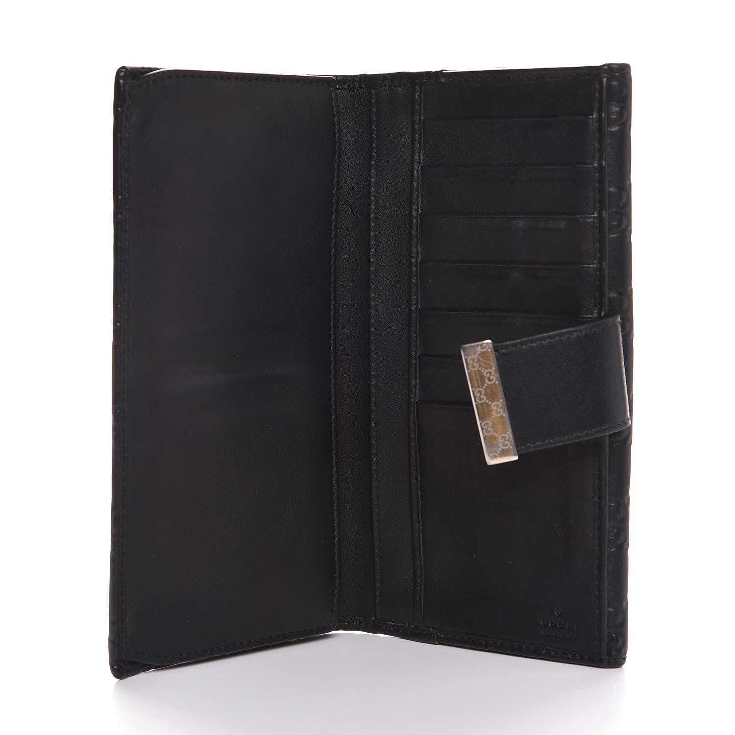 Gucci Guccissima Margaux Calfskin Icon Bar Continental Flap Wallet Black 5 of 7