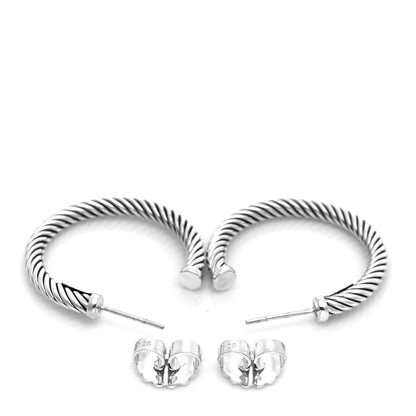 David Yurman Sterling Silver Small Cable Classics Hoop Earrings 3 of 4
