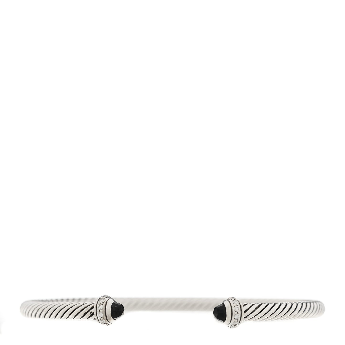 Sterling Silver Diamond Black Onyx 4mm Cable Classics Bracelet