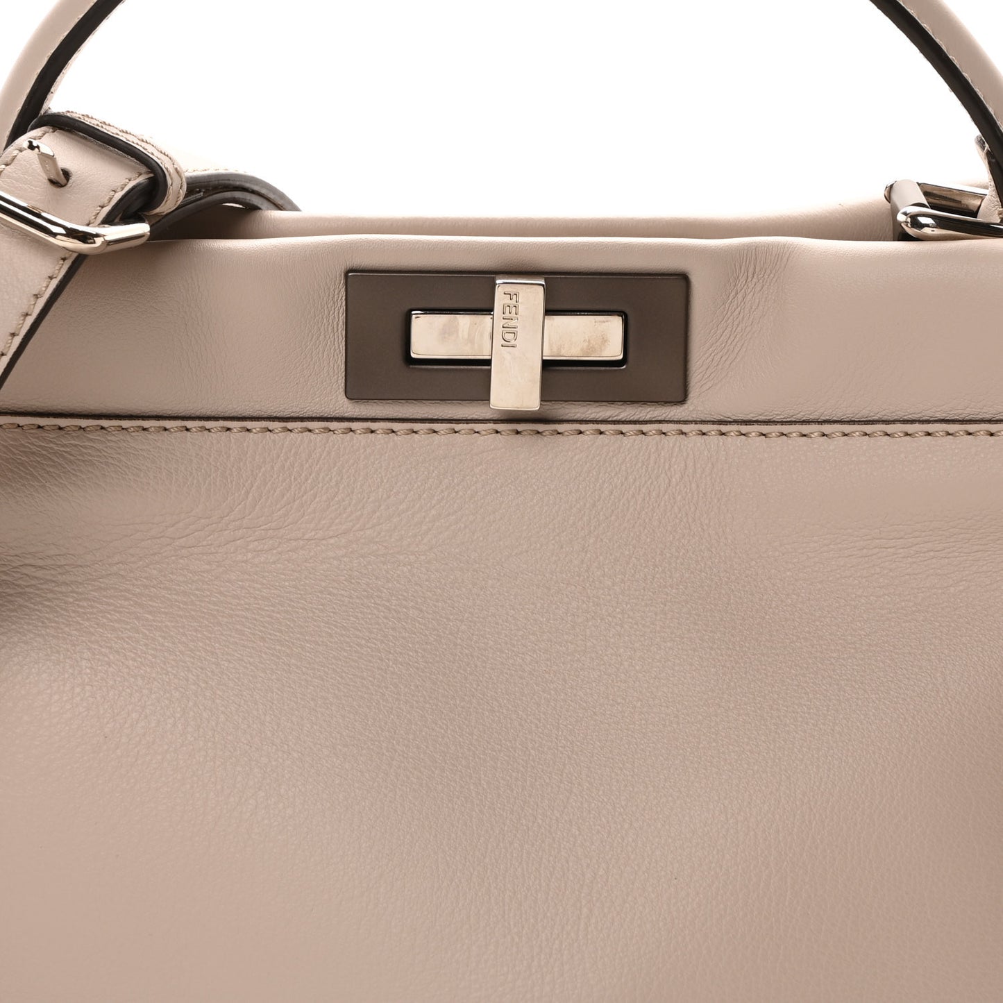 Vitello Seta Shiny Nappa Medium Peekaboo Iconic Satchel Grigio Polvere Bois de Rose