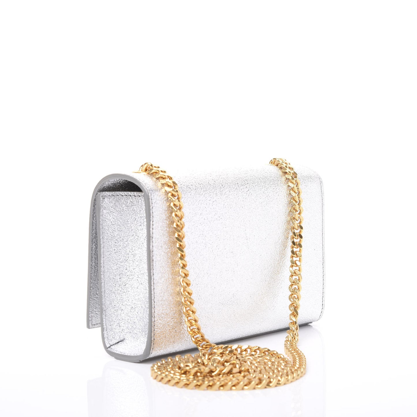Metallic Calfskin Small Classic Monogram Kate Satchel Pale Gold