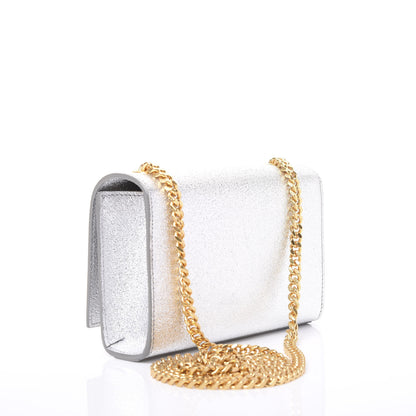 Saint Laurent Metallic Calfskin Small Classic Monogram Kate Satchel Pale Gold 2 of 8