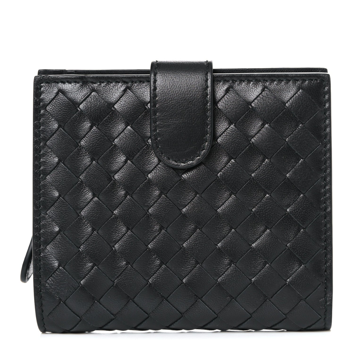 Bottega Veneta Nappa Intrecciato French Flap Wallet Black 1 of 8