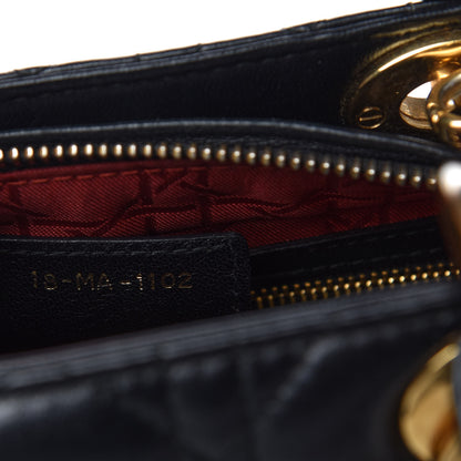 Christian Dior Lambskin Cannage Medium Lady Dior Black 9 of 10