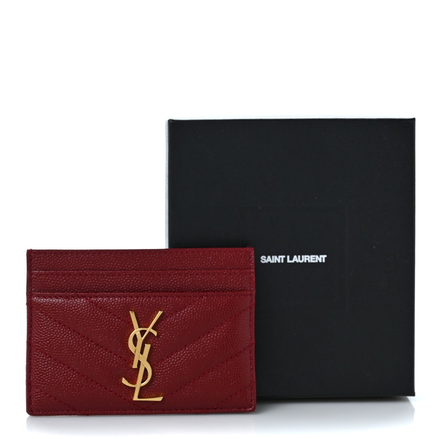 Grain De Poudre Matelasse Chevron Monogram Credit Card Case Opyum Red