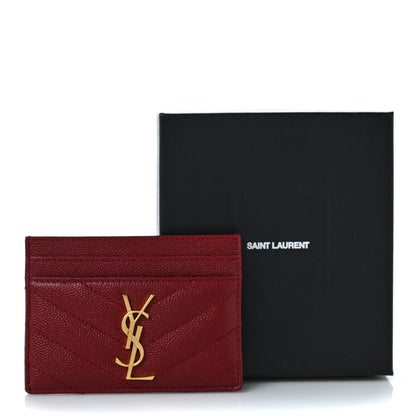 Saint Laurent Grain De Poudre Matelasse Chevron Monogram Credit Card Case Opyum Red 7 of 7
