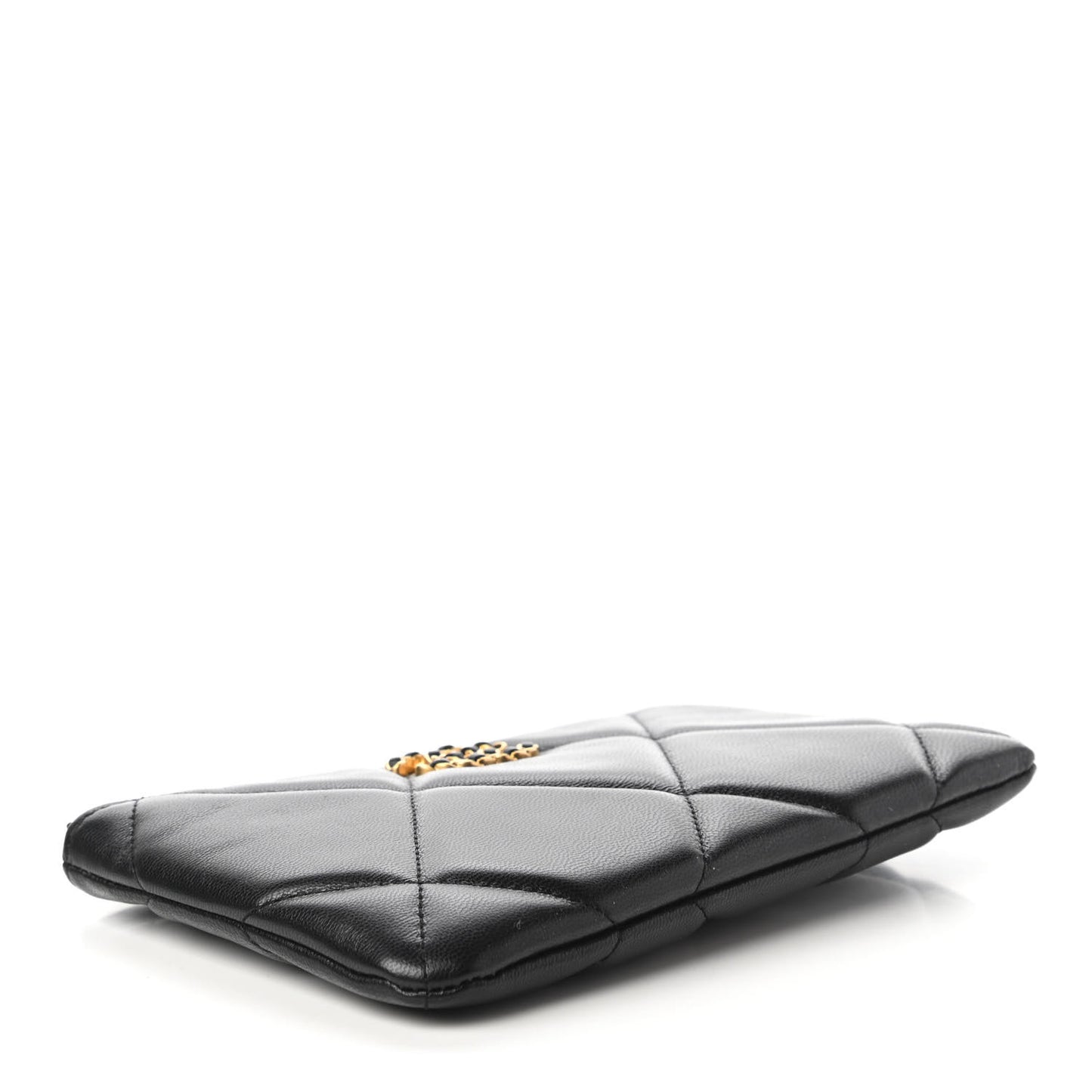 Goatskin Quilted Small Chanel 19 Pouch Black