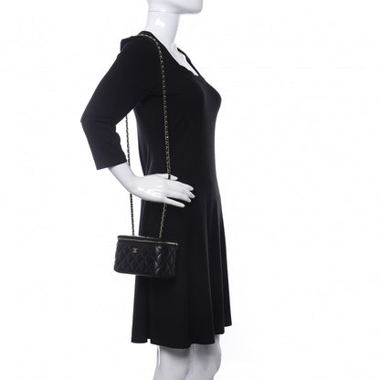 Chanel Lambskin Quilted Small Vanity Case With Chain Black 2 of 11