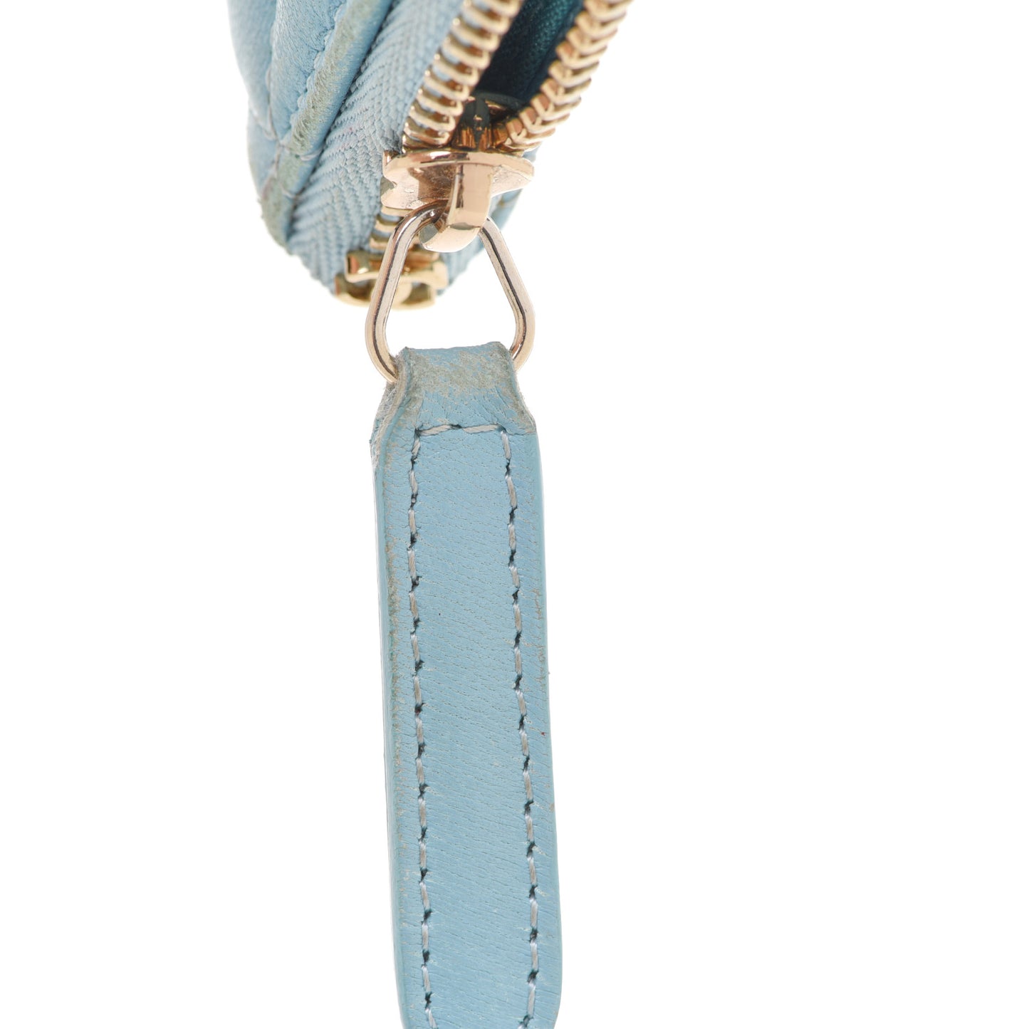 Lambskin Quilted Small Cosmetic Case Light Blue