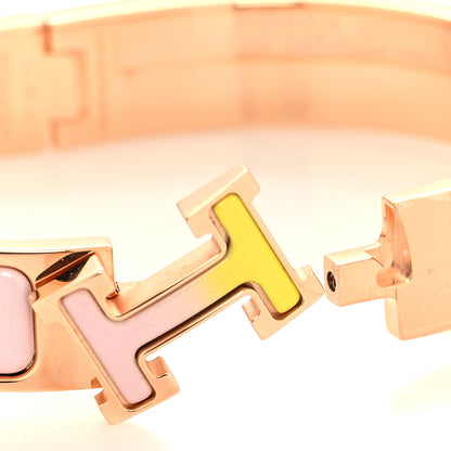 Hermes Enamel Narrow Clic Clac H Fusion Bracelet GM Rose Candeur Jaune Tennis 4 of 5