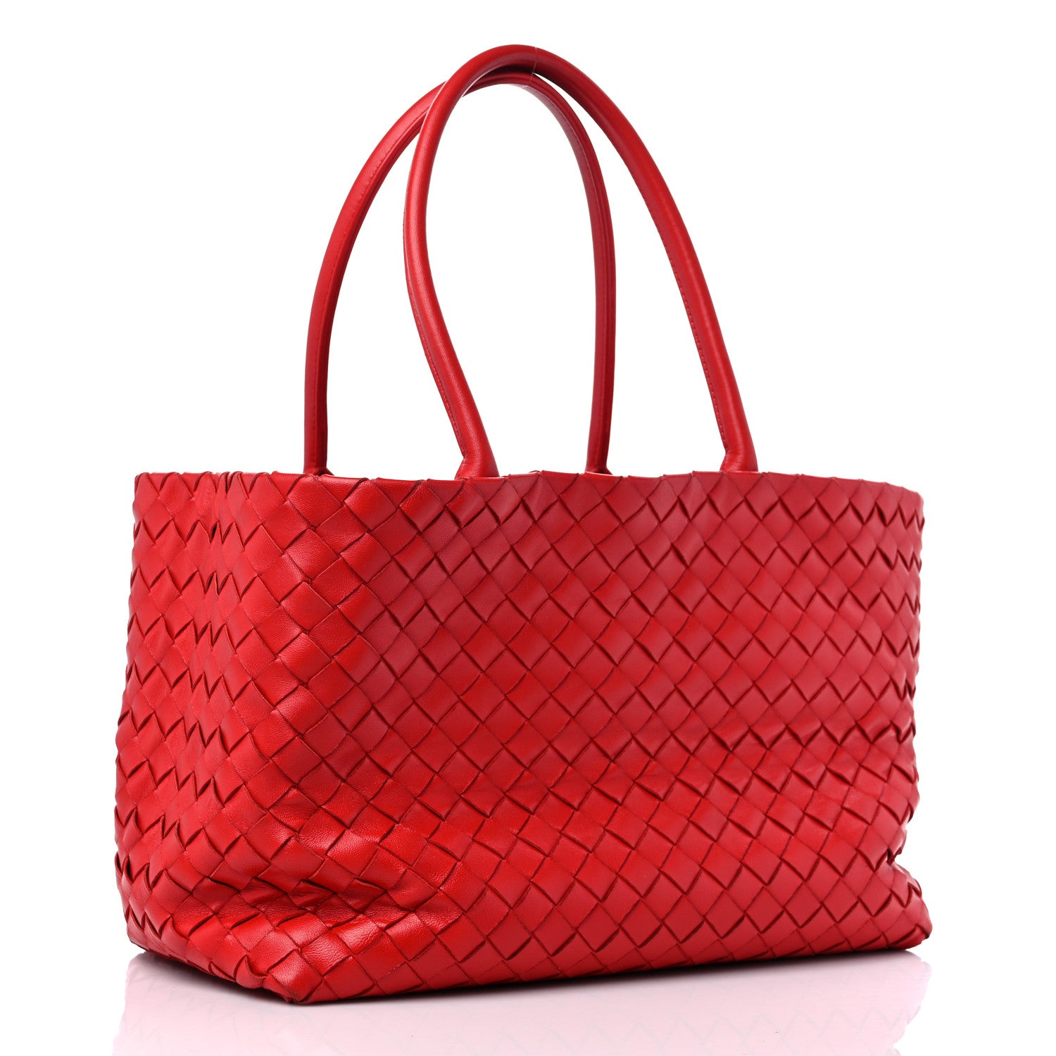 Bottega Veneta Nappa Intrecciato Tote Bag Red 3 of 12