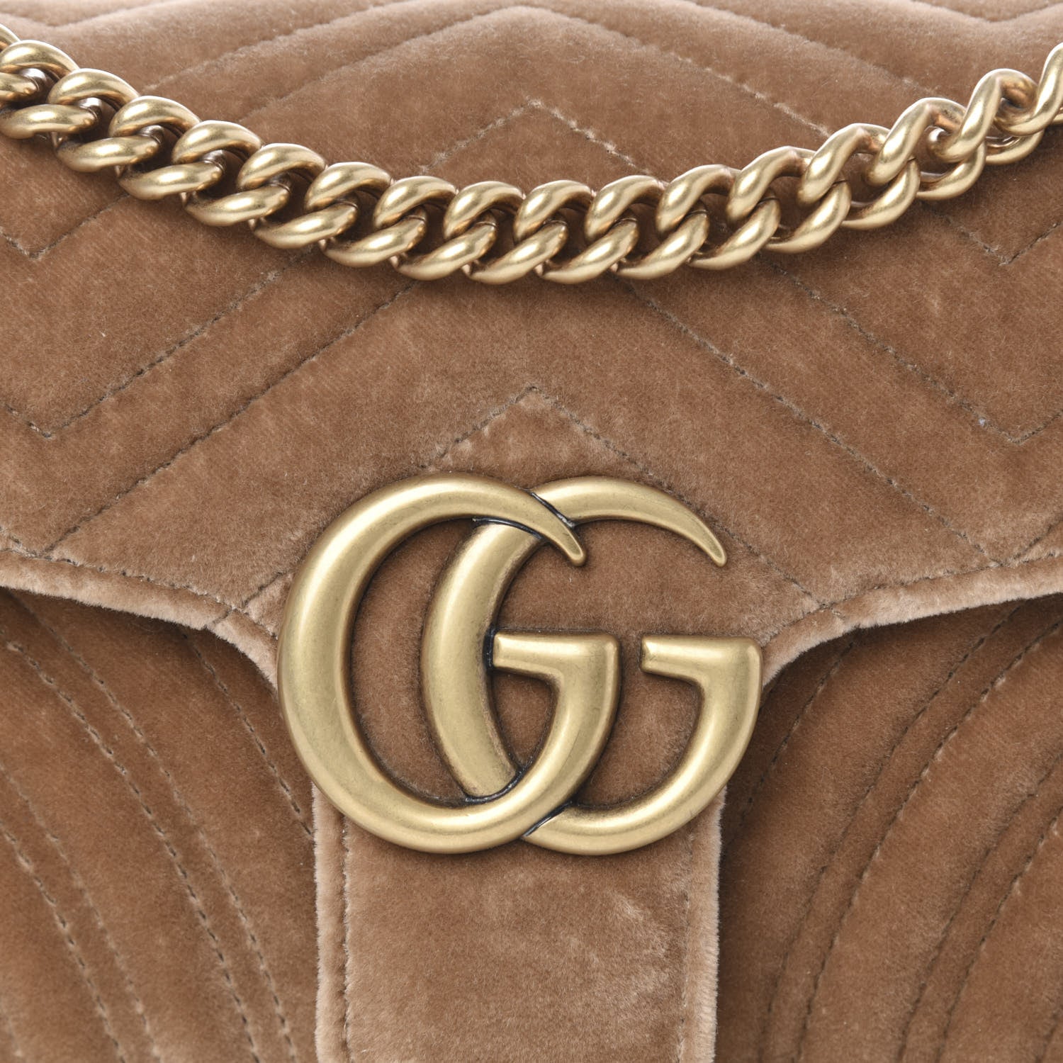 Gucci Velvet Matelasse Small GG Marmont Shoulder Bag Taupe 11 of 11