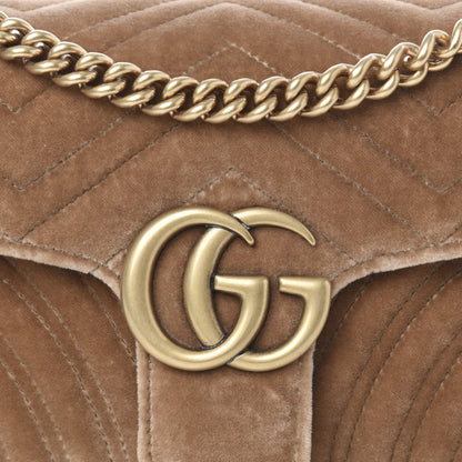 Gucci Velvet Matelasse Small GG Marmont Shoulder Bag Taupe 11 of 11