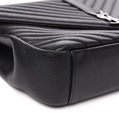 Saint Laurent Sheepskin Matelasse Chevron Monogram Large College Satchel Black 6 of 14