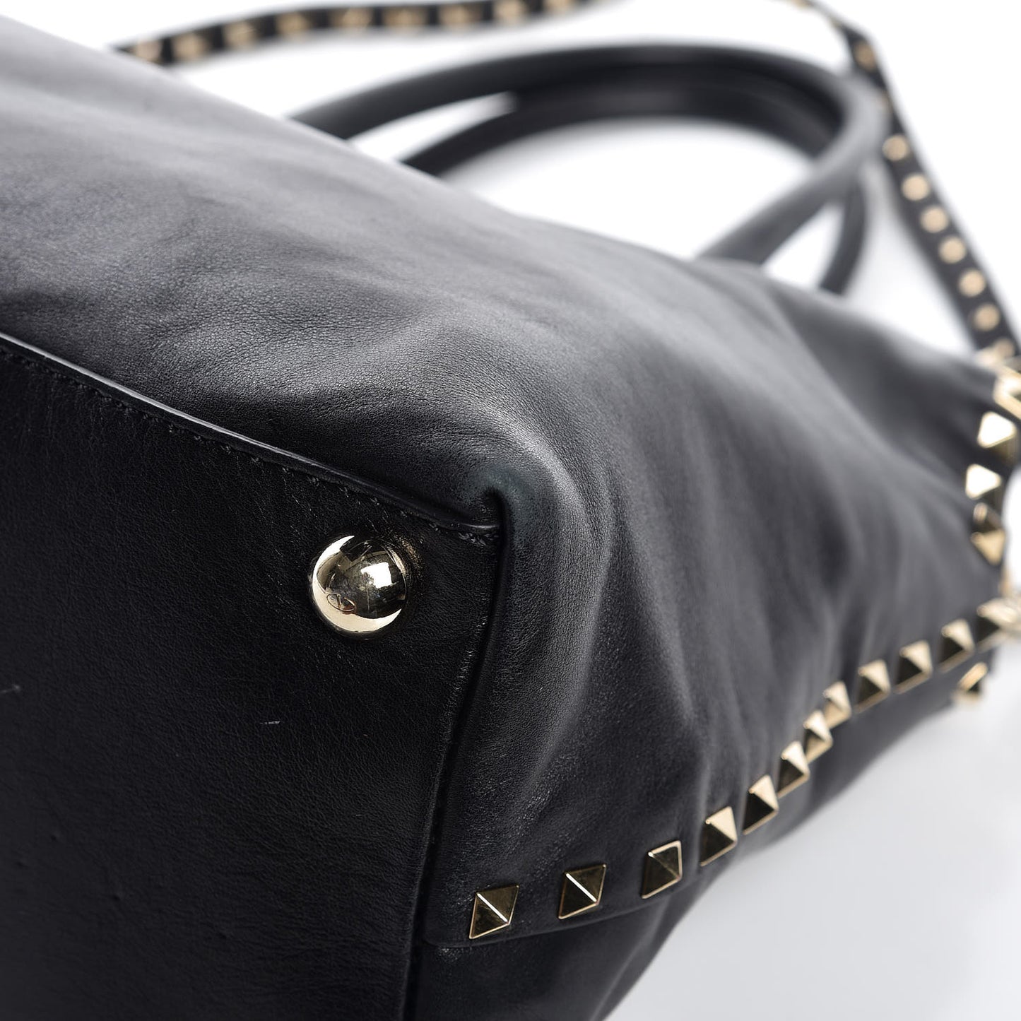 Vitello Rockstud Dome Satchel Black