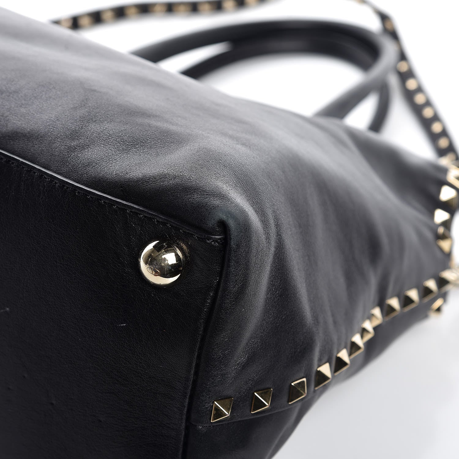 Valentino Garavani Vitello Rockstud Dome Satchel Black 10 of 13