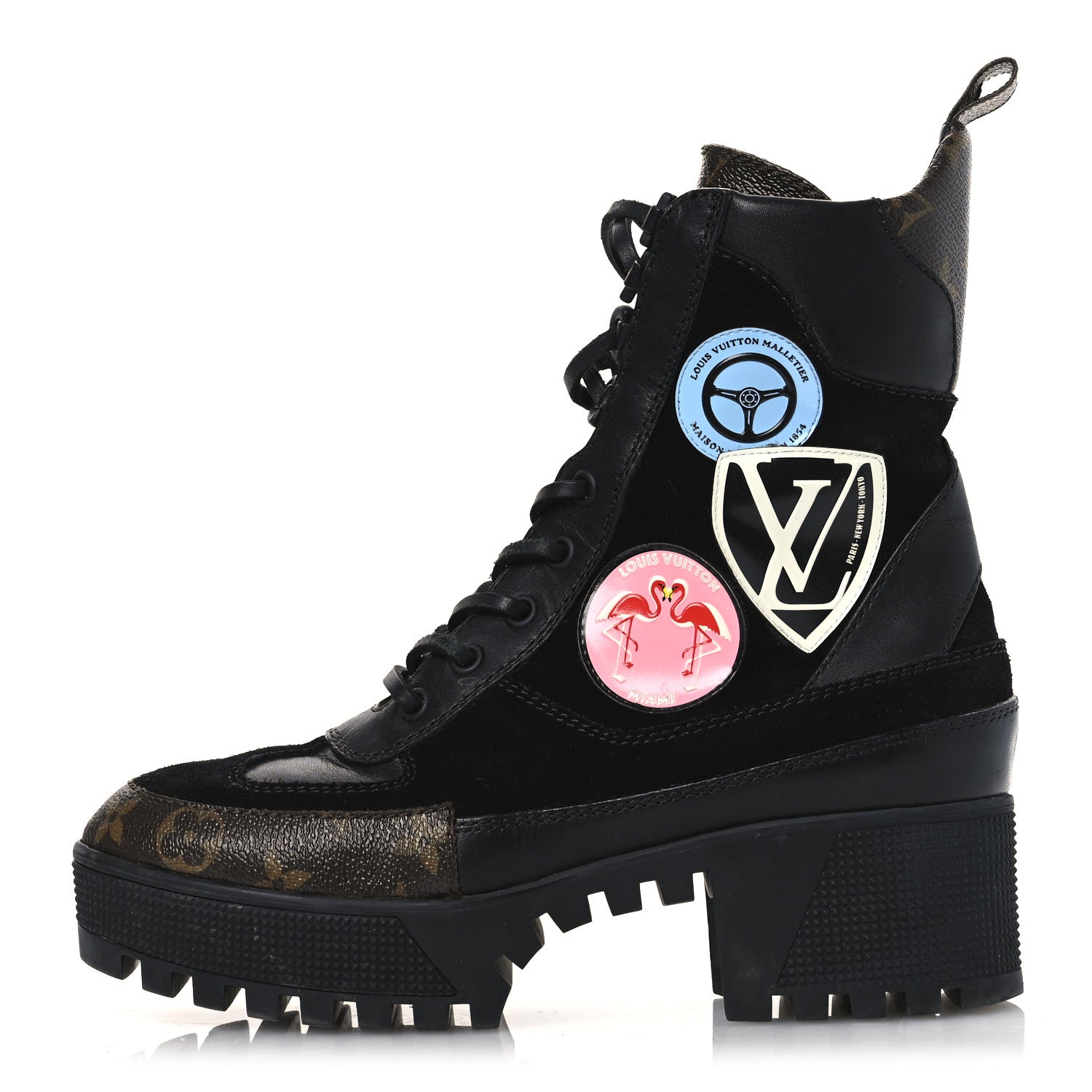 Louis Vuitton Suede Calfskin Monogram World Tour Platform Desert Boots 36.5 Black 1 of 14