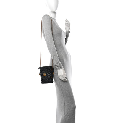 Gucci Calfskin Matelasse Mini GG Marmont 2.0 Bucket Bag Black 2 of 10
