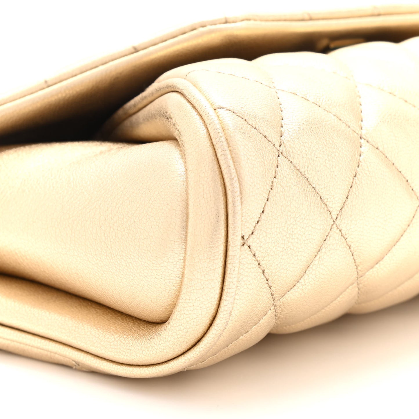Metallic Lambskin Quilted Fold Up Again Clutch Gold