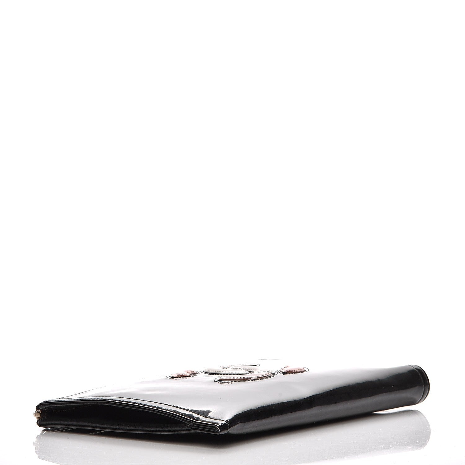 Chanel Vinyl Patent Lipstick Wristlet Wallet Black 10 of 13